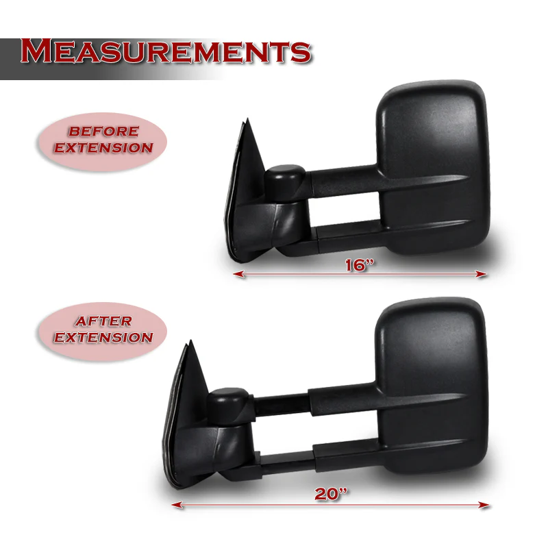 For 2000–2006 Chevrolet Tahoe Suburban / GMC Yukon Manual Telescoping Towing Mirrors - Image 5