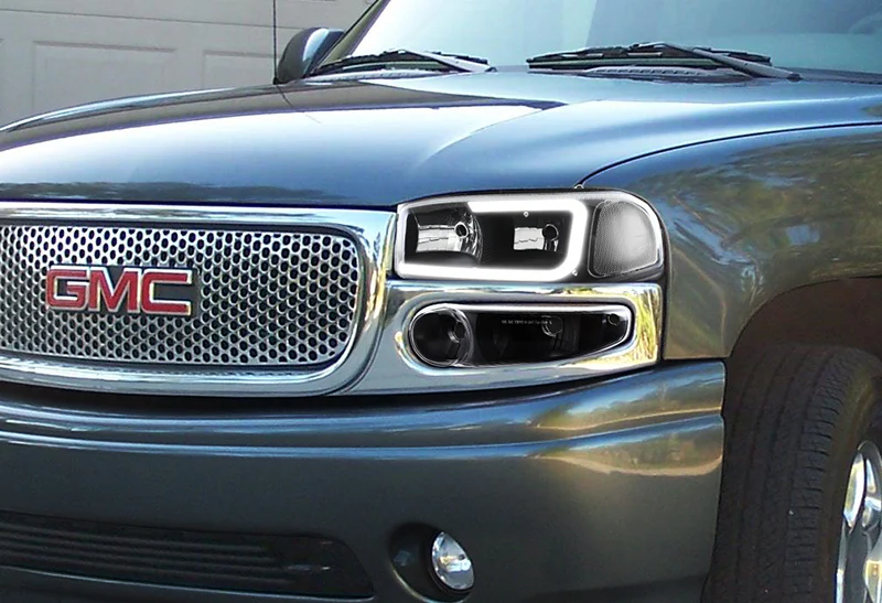 For 2002 - 2006 GMC Sierra 1500 Denali G2 LED DRL Conversion Headlights -Black Housing Clear Lens (4-Piece Set) - Image 7