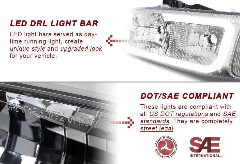 For 2001 - 2006 GMC Yukon / Sierra XL 1500 Denali G2 LED DRL Conversion Headlights -Clear Housing Clear Lens (4-Piece Set) - Image 2