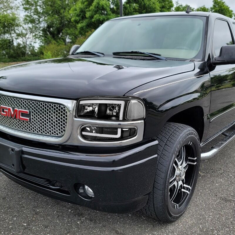 For 2001 - 2007 GMC Sierra 1500 Denali LED DRL Headlights -Black Housing / Clear Lens / Clear Reflectors (4-Piece Set) - Image 5