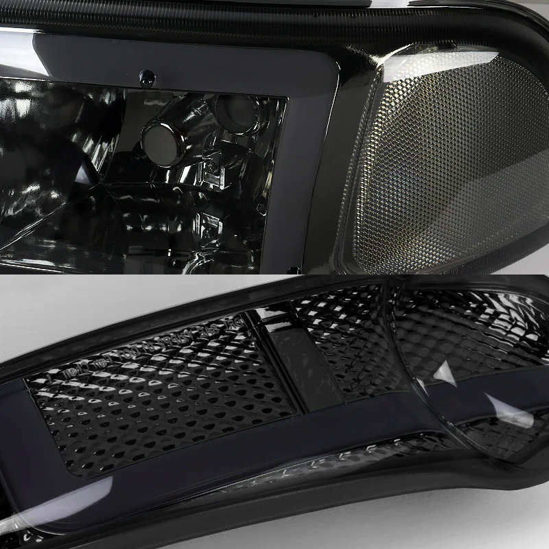 For 2001 - 2007 GMC Sierra 1500 Denali LED DRL Headlights -Chrome Housing / Smoke Lens / Clear Reflectors (4-Piece Set) - Image 2
