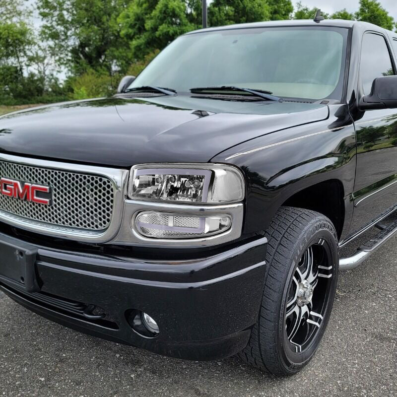 For 2001 - 2007 GMC Sierra 1500 Denali LED DRL Headlights -Chrome Housing / Clear Lens / Clear Reflectors (4-Piece Set) - Image 5