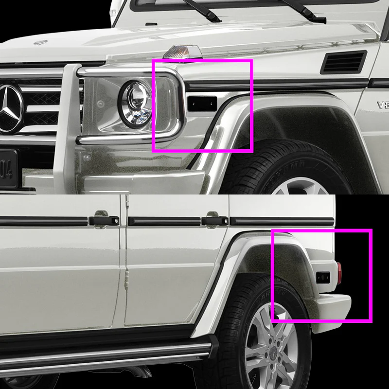 For 2002-2014 Mercedes-Benz G500 G550 W463 Front & Rear Side Marker Lights Set -Smoked Lens Red / Amber LED - Image 5
