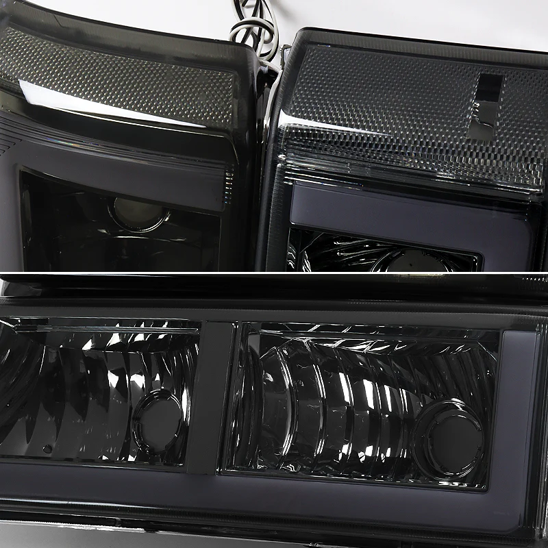 For 2003 - 2007 Chevrolet Chevy Silverado / 2002 - 2006 Avalanche LED DRL Headlights -Chrome Housing / Smoke Lens / Clear Reflectors (4-Piece Set) - Image 3