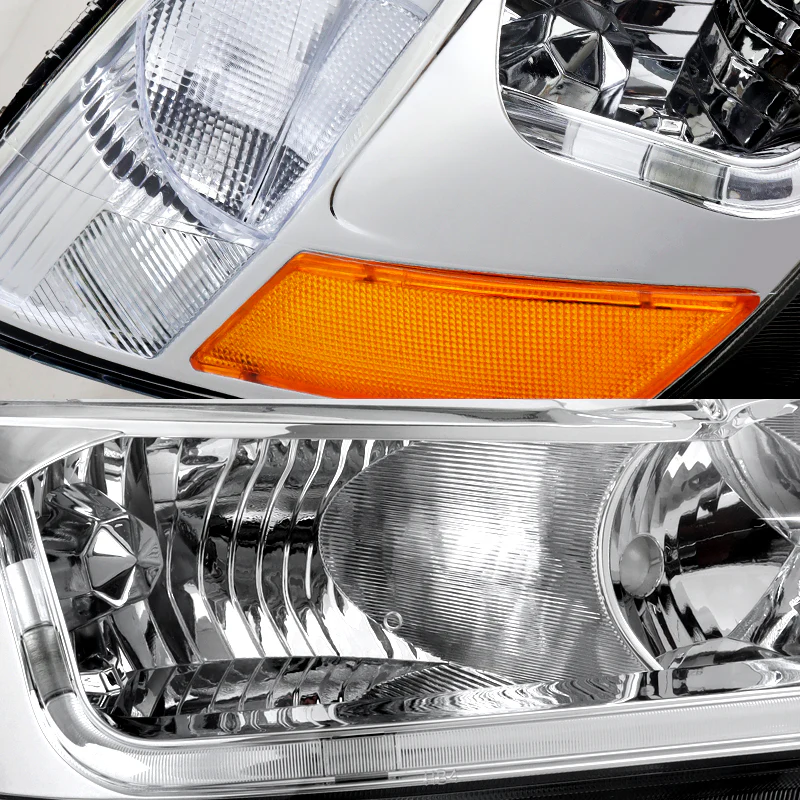 For 2003 - 2007 Honda Accord LED DRL Headlights -Chrome Housing / Clear Lens / Amber Reflectors - Image 2