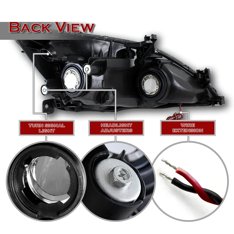For 2003 - 2007 Honda Accord LED DRL Headlights -Chrome Housing / Clear Lens / Amber Reflectors - Image 3