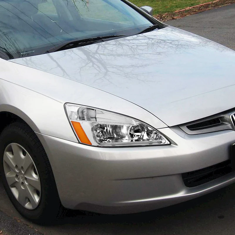 For 2003 - 2007 Honda Accord LED DRL Headlights -Chrome Housing / Clear Lens / Amber Reflectors - Image 5