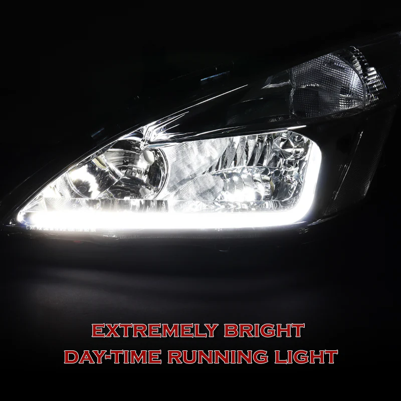 For 2003 - 2007 Honda Accord LED DRL Headlights -Chrome Housing / Clear Lens / Clear Reflectors - Image 4