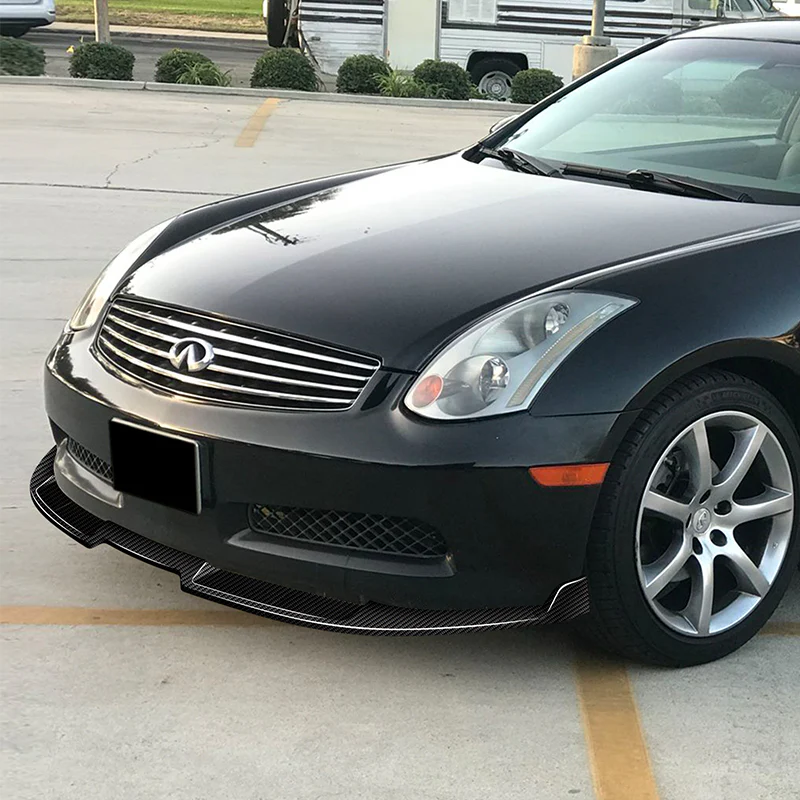 For 2003-2007 Infiniti G35 Coupe GT-Style Carbon Fiber Front Bumper Body Splitter Spoiler Lip 3PCS - Image 5