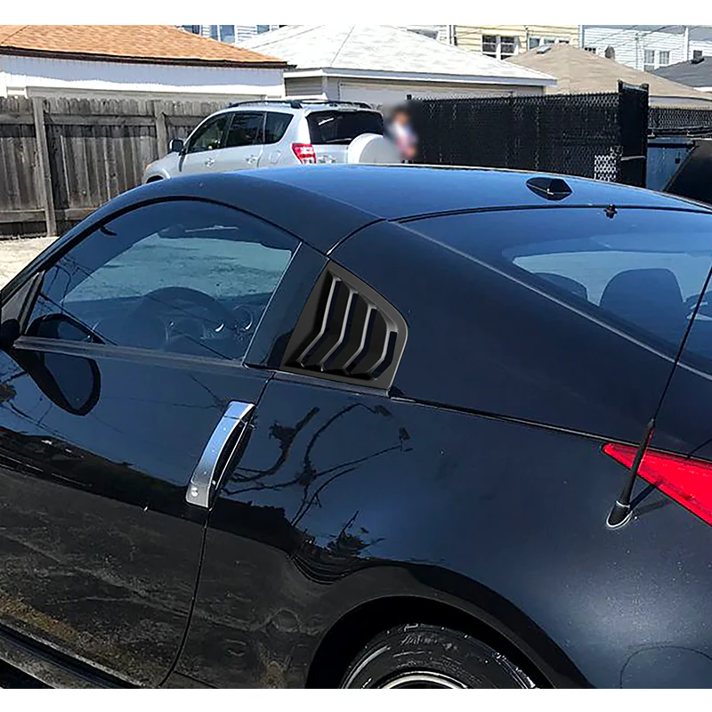 For 2003 - 2008 Nissan 350Z ABS Side Window Louvers Scoop Sun Shade Covers Vent -Black - Image 5