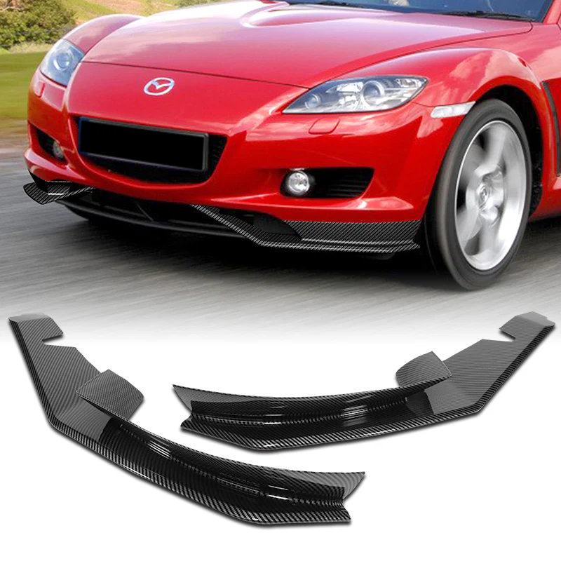 For 2004-2008 Mazda RX8 RX-8 MS-Style Carbon Look Front Bumper Body Splitter Spoiler Lip 2PCS - Image 6