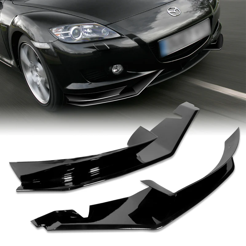 For 2004-2008 Mazda RX8 RX-8 MS-Style Painted Black Front Bumper Body Splitter Spoiler Lip 2PCS - Image 5