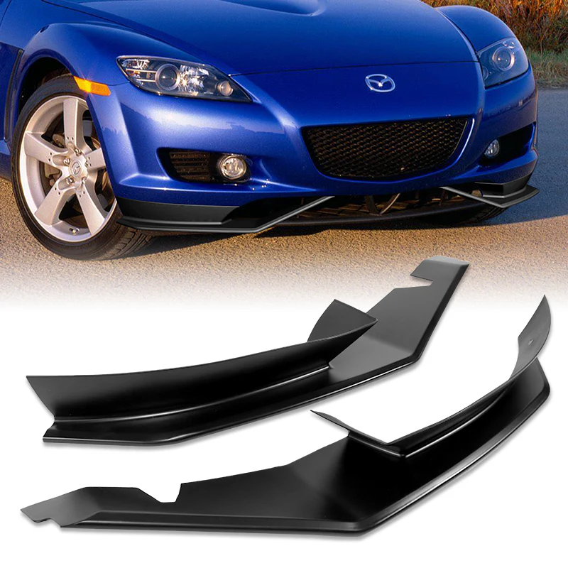 For 2004-2008 Mazda RX8 RX-8 MS-Style Unpainted Matte Black Front Bumper Body Splitter Spoiler Lip 2PCS - Image 6