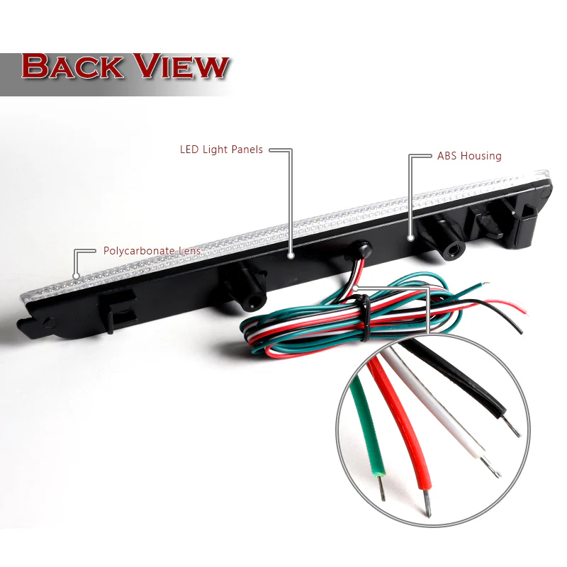 For 2004 – 2009 Mazda 3 / MazdaSpeed 3 LED Rear Bumper Stop Brake Light Kit -Clear Lens - Image 3
