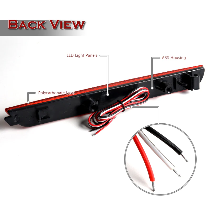 For 2004 – 2009 Mazda 3 / MazdaSpeed 3 LED Rear Bumper Stop Brake Light Kit -Red Lens - Image 3