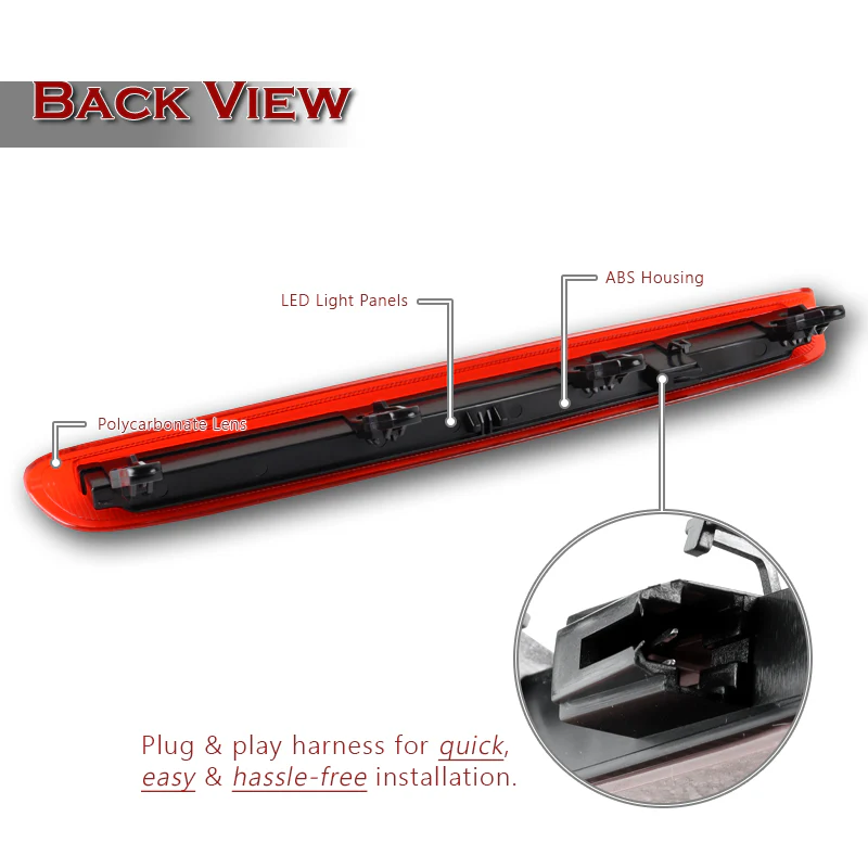 For 2004-2012 Audi A3 S3 RS3 Sportback LED Tail Light Third 3RD Brake Light Stop Lamp -Red Lens - Image 3