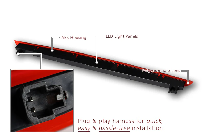 For 2005-2011 Audi S6 A6 Quattro LED High Mounted Center Reflector Third 3RD Brake Light Stop Lamp -Red Lens - Image 3
