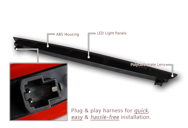 For 2005-2011 Audi S6 A6 Quattro LED High Mounted Center Reflector Third 3RD Brake Light Stop Lamp -Smoked Lens - Image 3