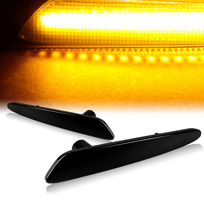 For 2005-2013 Chevrolet Chevy Corvette C6 Front & Rear LED Side Marker Turn Signal Lights Set -Smoked Lens - Image 5