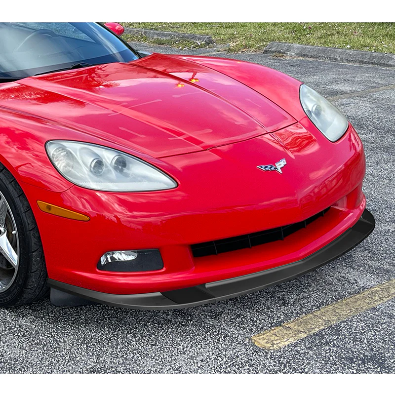 For 2005-2013 Chevy Corvette C6 ZR1-Style Base Models 3-PCS Matt Black Front Bumper Spoiler Lip - Image 5