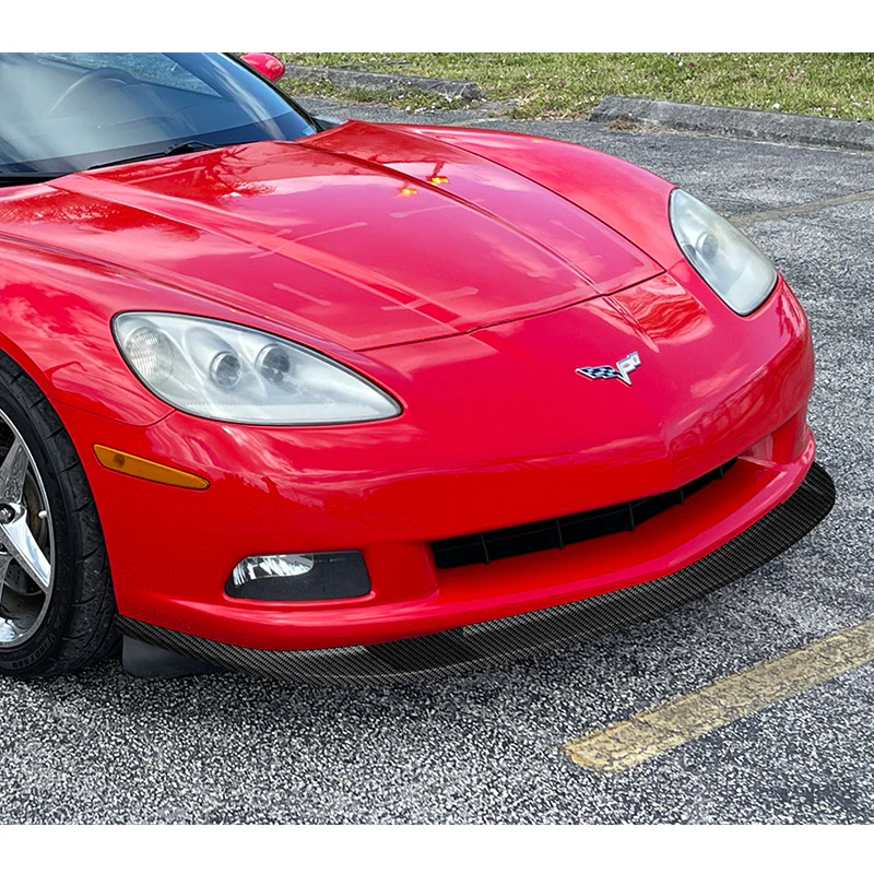 For 2005-2013 Corvette C6 ZR1-Style Base 3-PCS Carbon Painted Front Bumper Spoiler Lip - Image 5