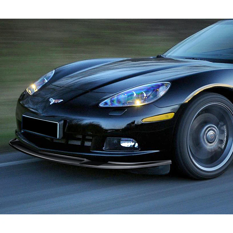 For 2005-2013 Corvette C6 ZR1-Style Base 3-PCS  Painted Black Front Bumper Spoiler Lip - Image 5