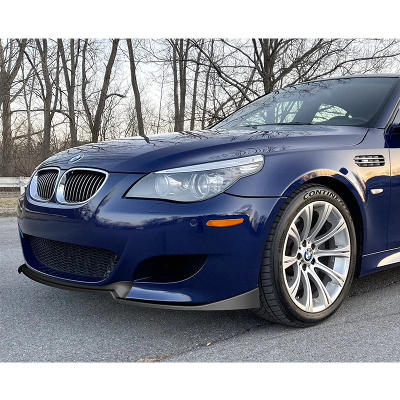 For 2006-2010 BMW E60 M5 H-Style Matte Black Front Bumper Splitter Spoiler Lip 3PCS - Image 5