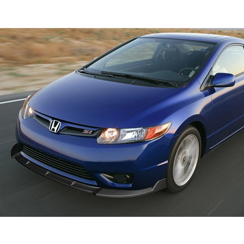 For 2006-2008 Honda Civic 2DR JDM CS-Style  3-PCS Matt Black Front Bumper Spoiler Lip - Image 5
