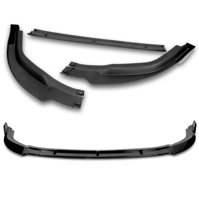 For 2006-2008 Honda Civic Coupe CS-Style 3-PCS Painted Black Front Bumper Spoiler Lip - Image 2