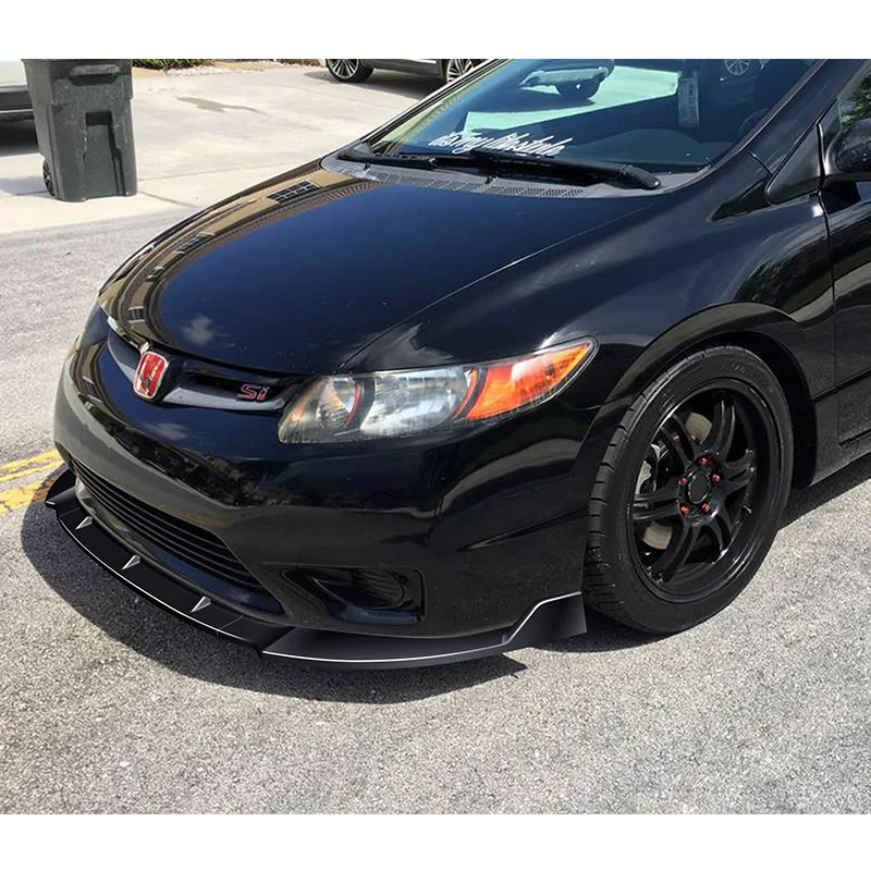 For 2006-2008 Honda Civic Coupe CS-Style 3-PCS Painted Black Front Bumper Spoiler Lip - Image 5