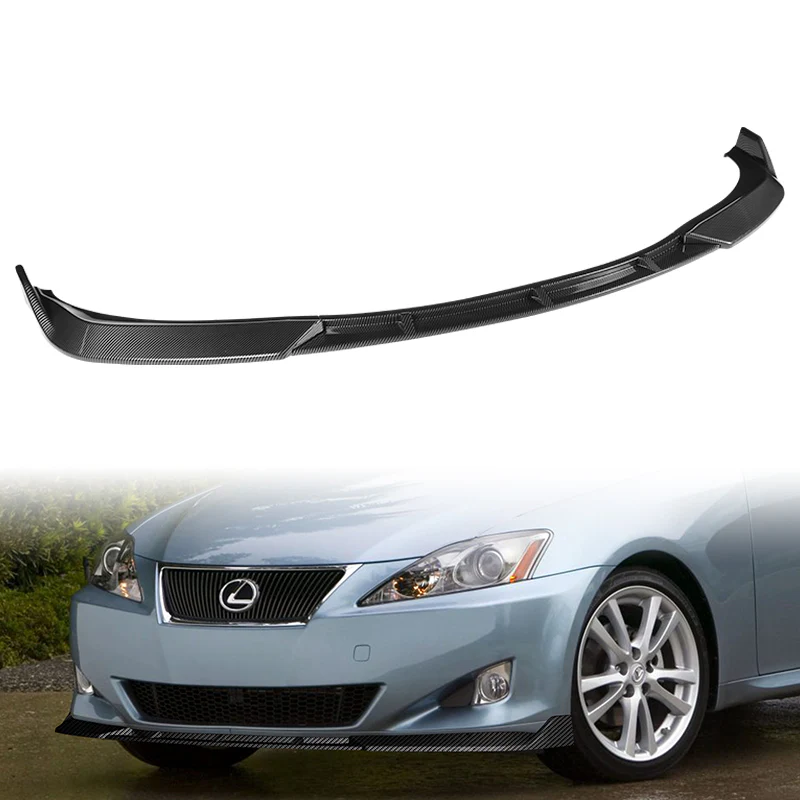 For 2006-2008 Lexus IS250 IS350 Base STP-Style Carbon Look 3-Piece Front Bumper Body Spoiler Splitter Lip Kit - Image 5