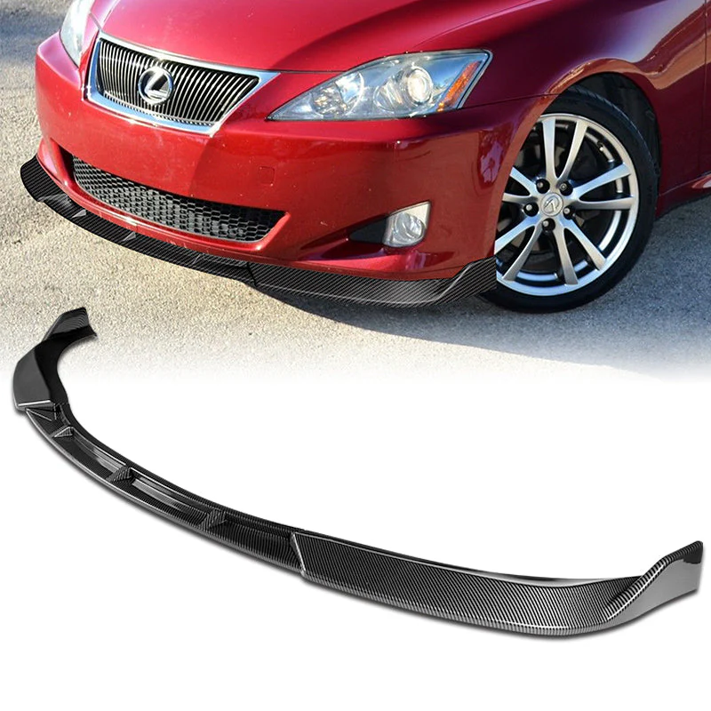 For 2006-2008 Lexus IS250 IS350 Base STP-Style Carbon Look 3-Piece Front Bumper Body Spoiler Splitter Lip Kit + FREE GIFT - Image 4