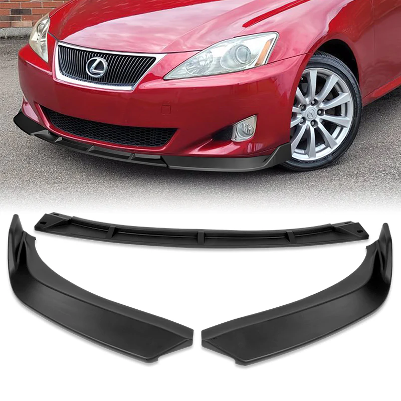 For 2006-2008 Lexus IS250 IS350 STP-Style Matte Black 3-Piece Front Bumper Body Spoiler Splitter Lip Kit - Image 5