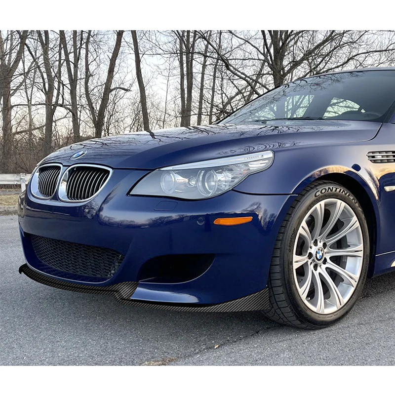For 2006-2010 BMW E60 M5 H-Style Carbon Look Front Bumper Splitter Spoiler Lip 3PCS - Image 5