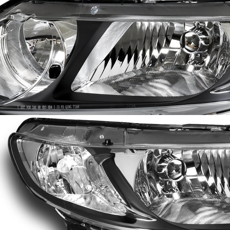 For 2006 - 2011 Honda Civic 4DR/Sedan Headlights -Black Housing / Clear Lens / Clear Reflectors - Image 2