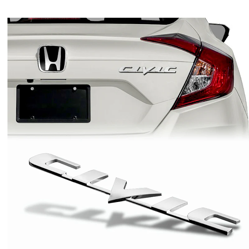 For 2006-2011 HONDA CIVIC COUPE Set JDM Black H Rear Emblem Badge with Civic Rear Chrome Emblem - Image 5