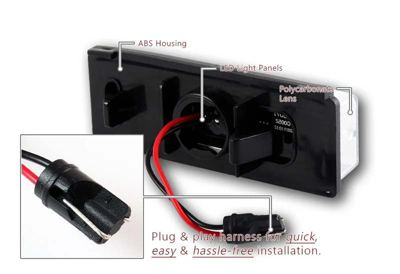 For 2006-2015 Mazda MX-5 MX5 Miata White 18-SMD LED License Plate Lights Lamps with License Plate Frame - Image 7