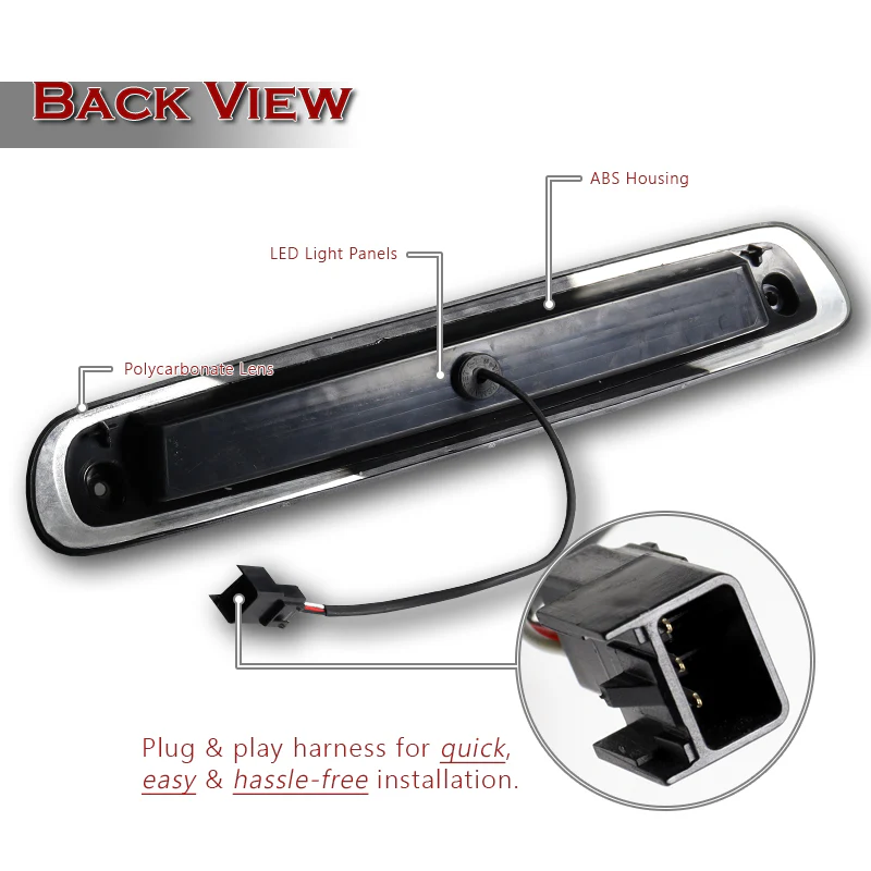 For 2007 – 2013 Chevrolet Chevy Silverado LED Rear Bumper Reflector Stop Third 3RD Brake Light With Cargo Lamp -Smoke Lens - Image 3
