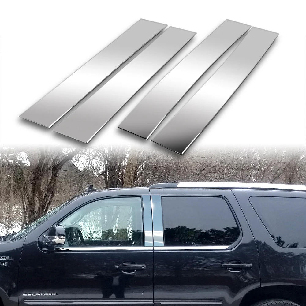 For 2007 - 2014 Cadillac Escalade Mirror Chrome Exterior Stainless Car Window Door Pillar Trim 4-PCS - Image 6