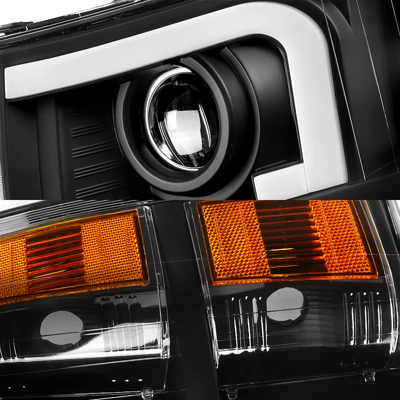 For 2007 - 2014 Chevrolet Chevy Silverado LED DRL Headlights -Black Housing / Clear Lens / Amber Reflectors - Image 3