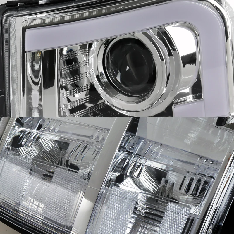 For 2007 - 2014 Chevrolet Chevy Silverado LED DRL Headlights -Chrome Housing / Clear Lens / Clear Reflectors - Image 3