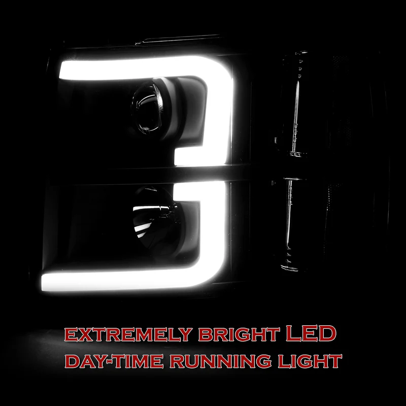 For 2007 - 2014 Chevrolet Chevy Silverado LED DRL Headlights -Chrome Housing / Clear Lens / Clear Reflectors - Image 5