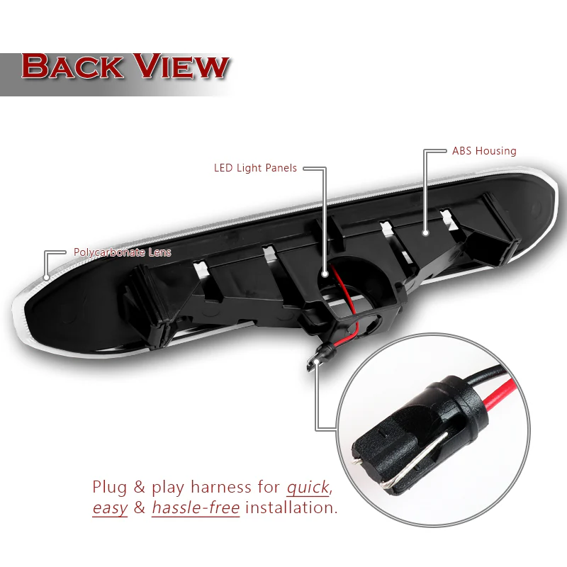 For 2007–2015 Land Rover Freelander 2 LR2 LED Rear Bumper Reflector Stop Third 3RD Brake Light Cargo Lamp -Black Housing Clear Lens - Image 3