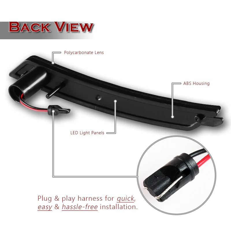 For 2007–2015 Mini Cooper Red LED Turn Signal Fender Side Marker Lights -Smoked Lens - Image 4