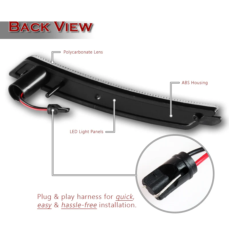 For 2007–2015 Mini Cooper Red LED Turn Signal Fender Side Marker Lights -Clear Lens - Image 3