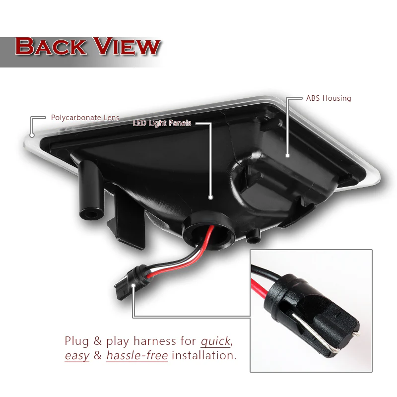 For 2008–2011 Mercedes-Benz W204 C300 C350 C63 White LED Turn Signal Front Fender Side Marker Lights -Clear Lens - Image 3
