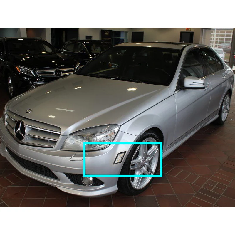 For 2008–2011 Mercedes-Benz W204 C300 C350 C63 White LED Turn Signal Front Fender Side Marker Lights -Clear Lens - Image 5