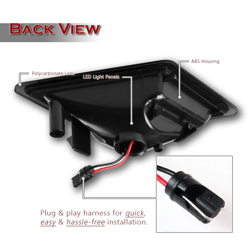 For 2008–2011 Mercedes-Benz W204 C300 C350 C63 White LED Turn Signal Front Fender Side Marker Lights -Smoked Lens - Image 3