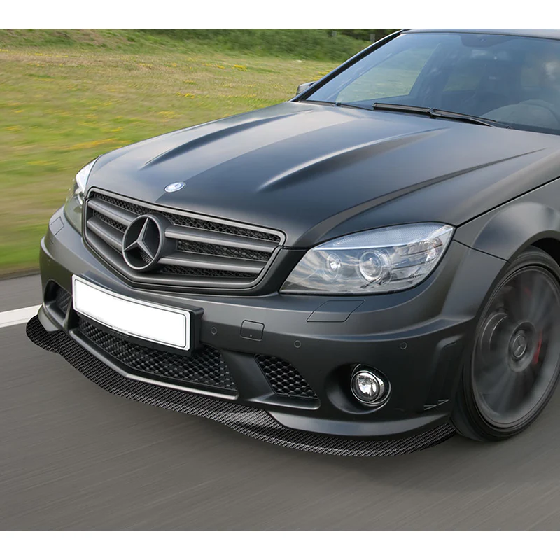 For 2008-2011 Mercedes-Benz W204 C63 AMG  3-PCS Carbon Painted Front Bumper Spoiler Lip - Image 5