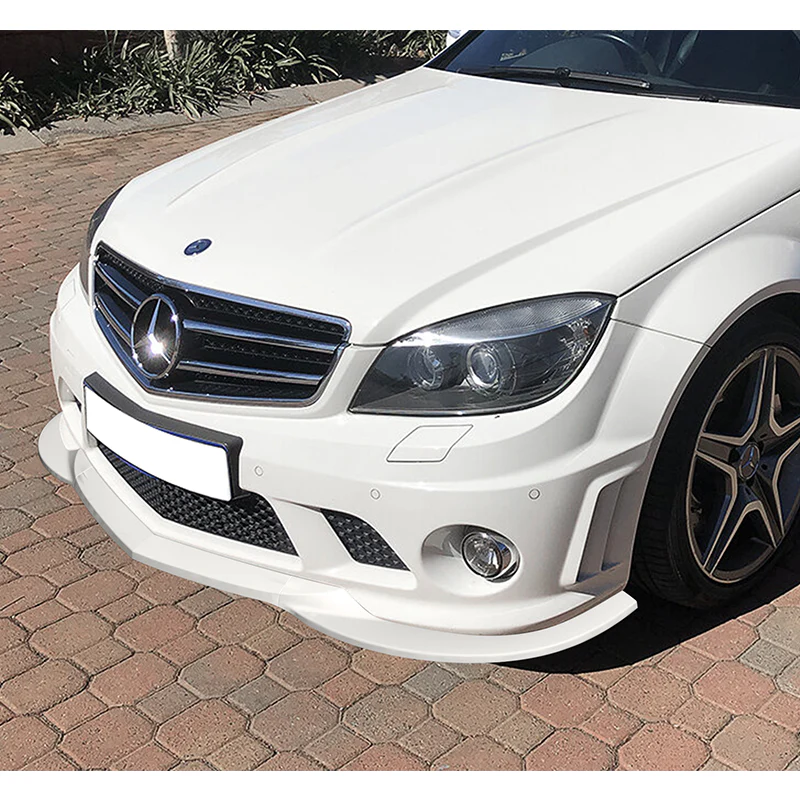 For 2008-2011 Mercedes-Benz W204 C63 AMG 3-PCS  Painted White Front Bumper Spoiler Lip - Image 5